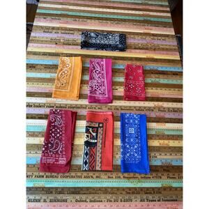 Vintage Fast Color All Cotton Floral Bandana Hav A Hank Lot of 7 Western Aztec